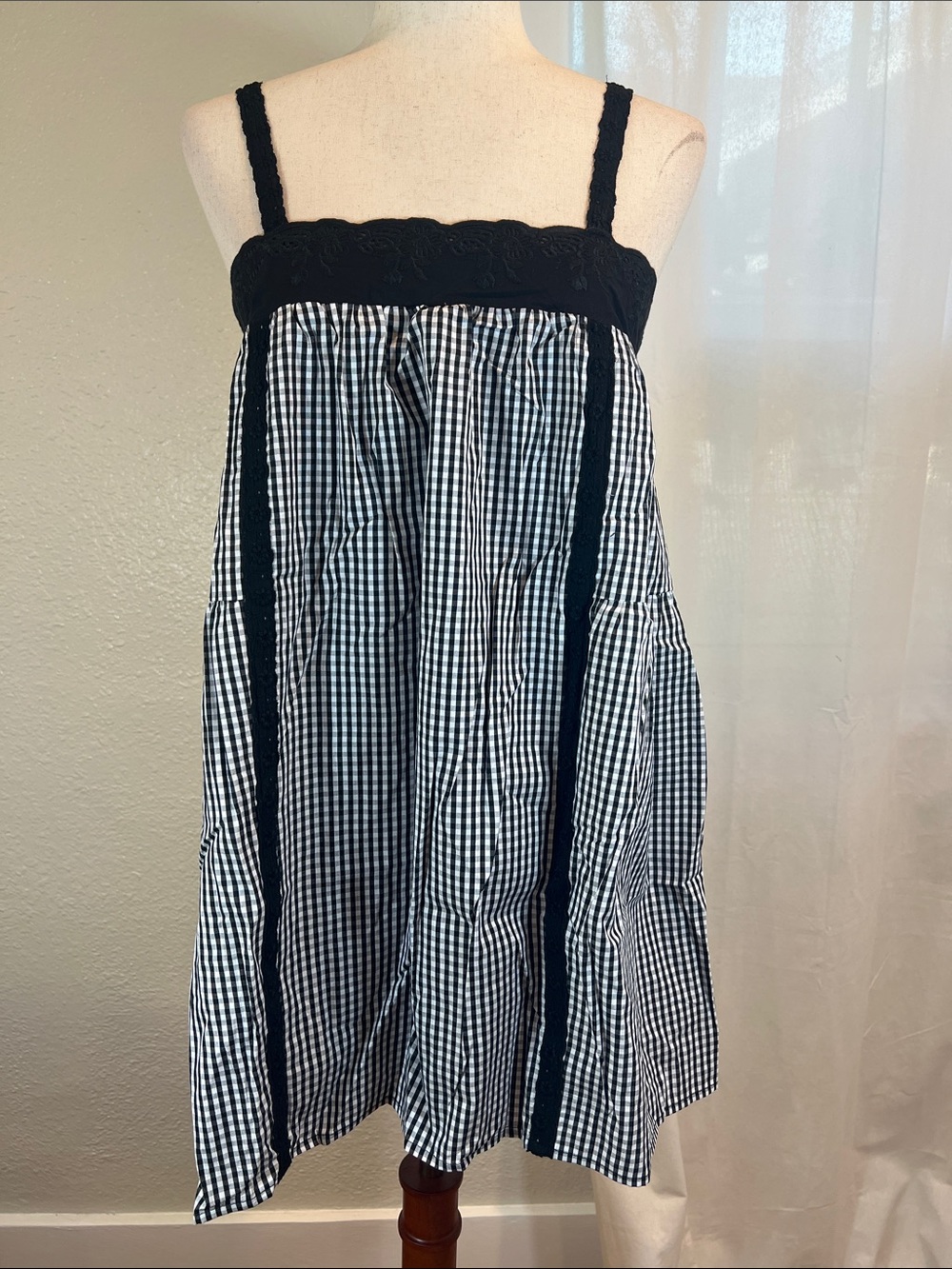 Kourt for Few Moda Florence Cotton Black & White Gingham Sundress. Size S. NWT